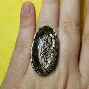 Tourmalinated Quartz ring (sz 10)
